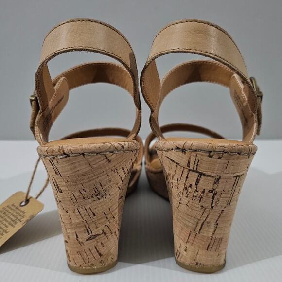 NEW Born Lenore Sandal Womens Size 10 Natural Tan Leather Wedge Platform - Picture 9 of 14